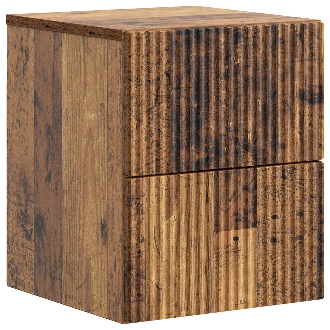 Væghængt Natbord med skuffe 2 pcs Gammelt træ 33 x 34,5 x 40 cm