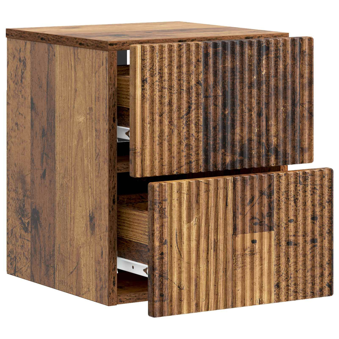 Væghængt Natbord med skuffe 2 pcs Gammelt træ 33 x 34,5 x 40 cm