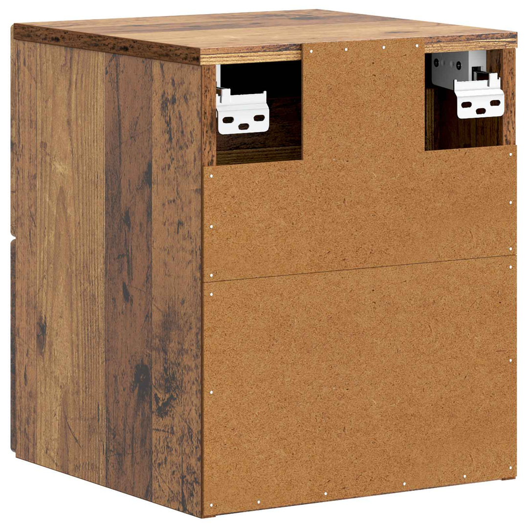 Væghængt Natbord med skuffe 2 pcs Gammelt træ 33 x 34,5 x 40 cm