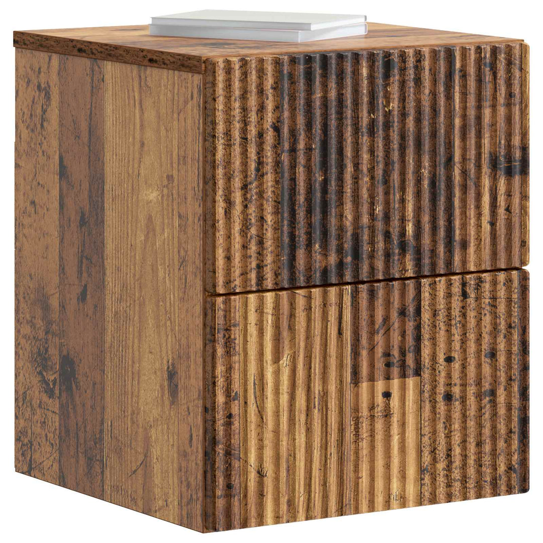 Væghængt Natbord med skuffe 2 pcs Gammelt træ 33 x 34,5 x 40 cm