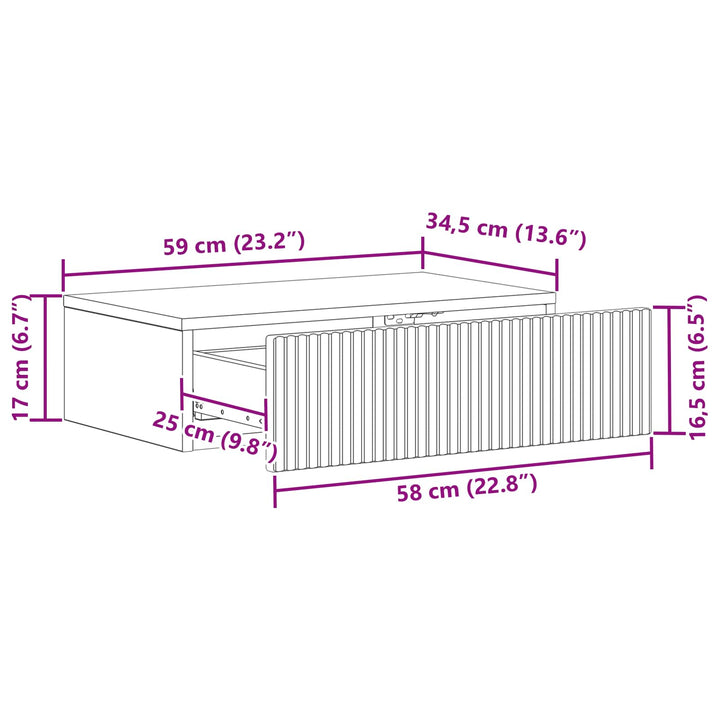 Væghængt Sideskab 59 x 34,5 x 17 cm Konstrueret træ Betongrå