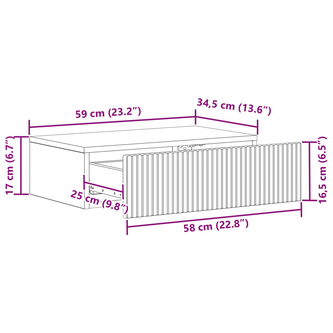 Væghængt Sideskab 59 x 34,5 x 17 cm Konstrueret træ Gammelt træ