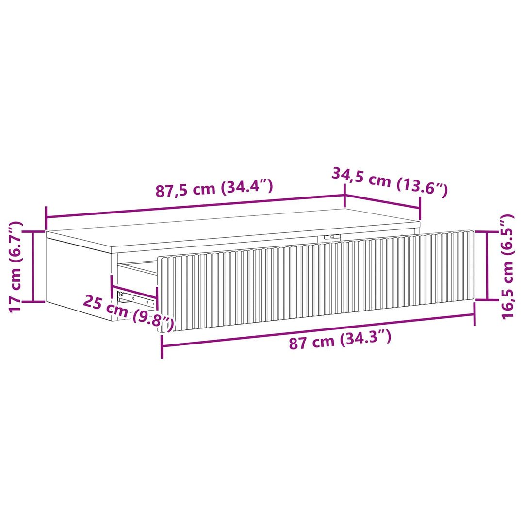 Væghængt Sideskab 87,5 x 34,5 x 17 cm Konstrueret træ