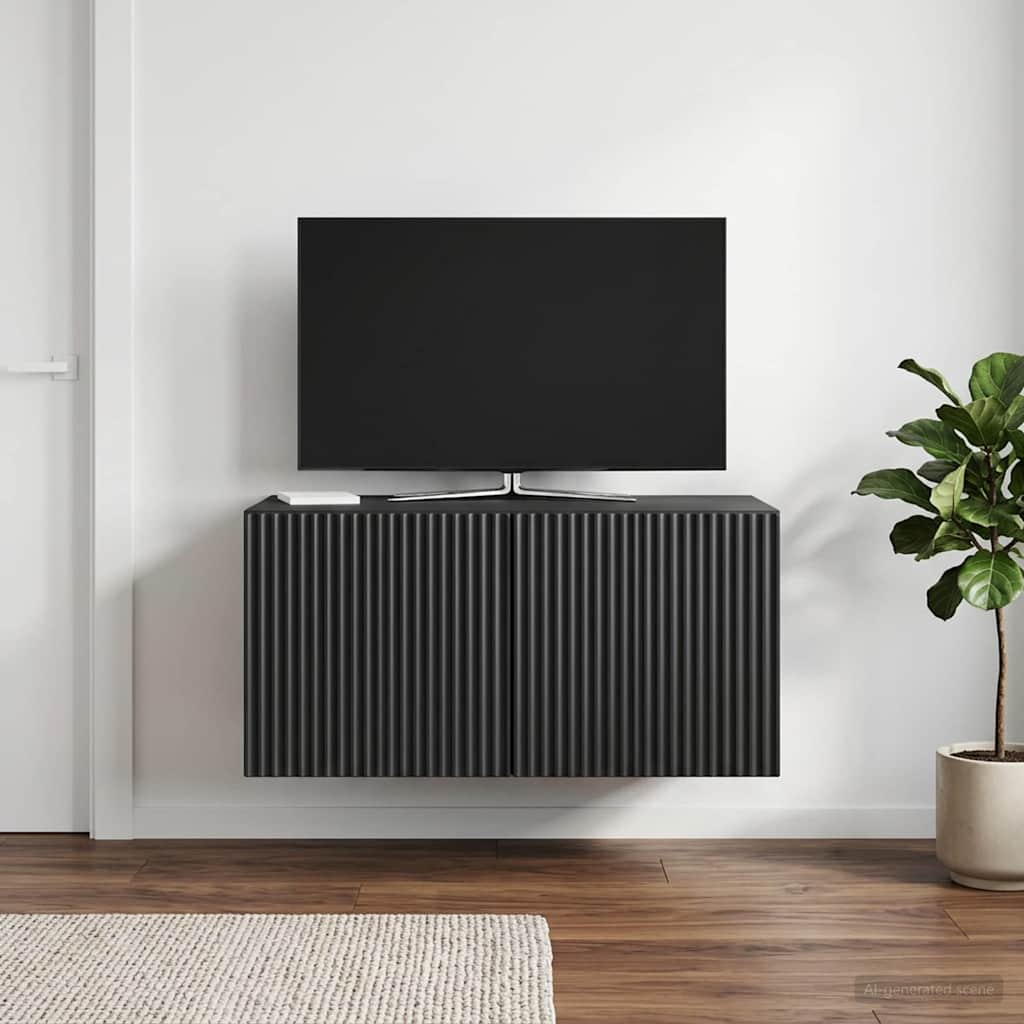 Væghængt TV-skab Sort 59,5 x 41 x 30 cm Konstrueret træ