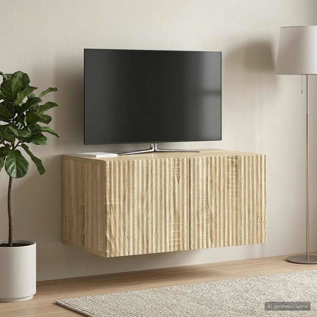Væghængt TV-skab Sonoma-eg 59,5 x 41 x 30 cm Konstrueret træ