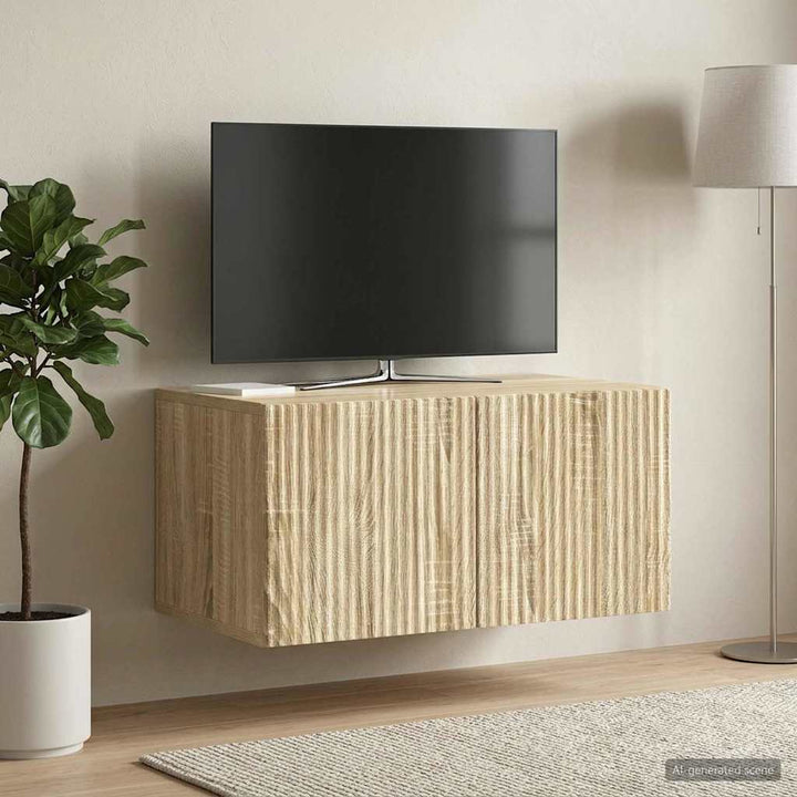 Væghængt TV-skab Sonoma-eg 59,5 x 41 x 30 cm Konstrueret træ