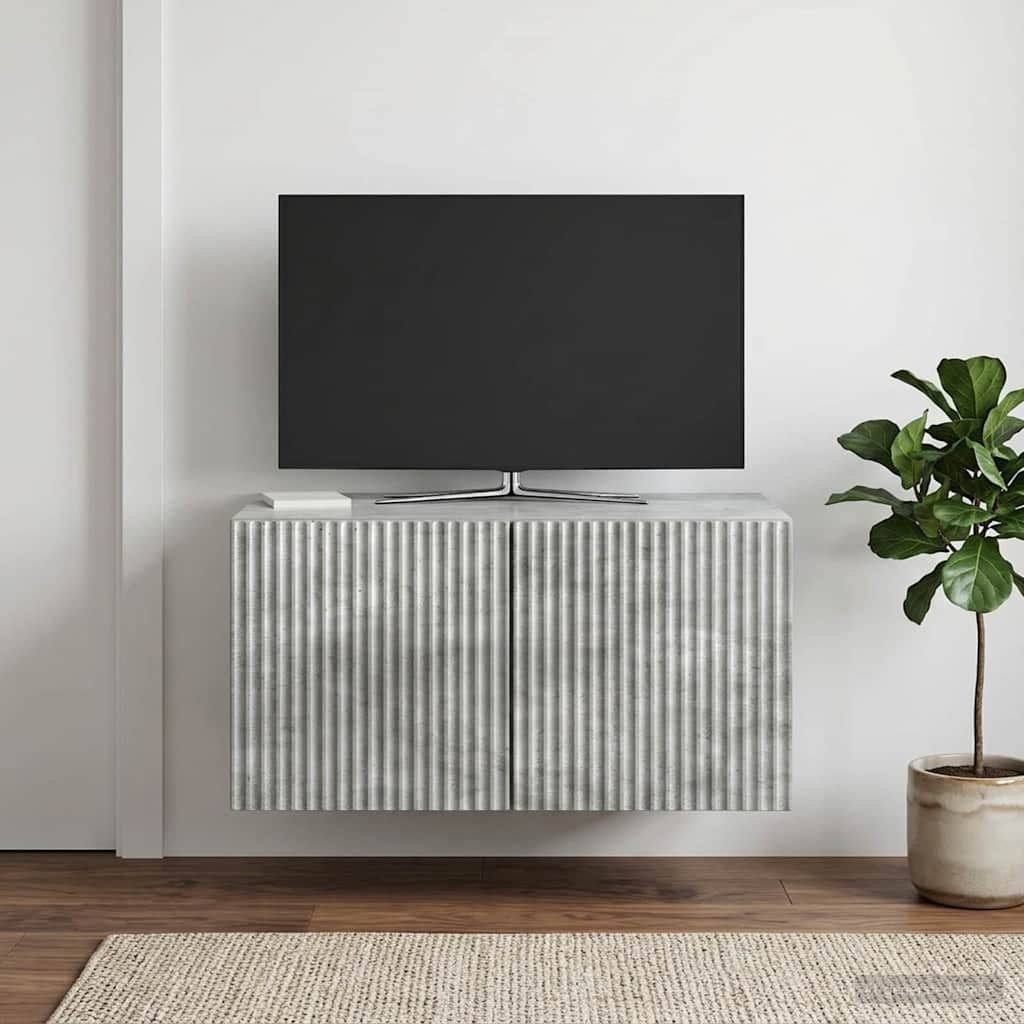Væghængt TV-skab Betongrå 59,5 x 41 x 30 cm Konstrueret træ