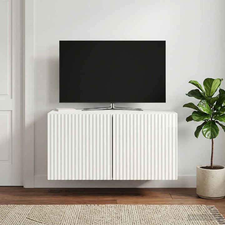 Væghængt TV-skab Vægmonteret Hvid højglans 59,5 x 41 x 30 cm