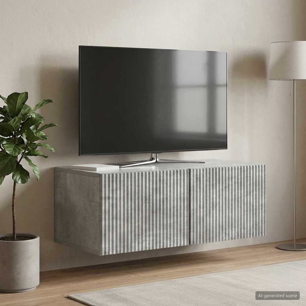 Væghængt TV-skab Betongrå 78,5 x 41 x 30 cm Konstrueret træ