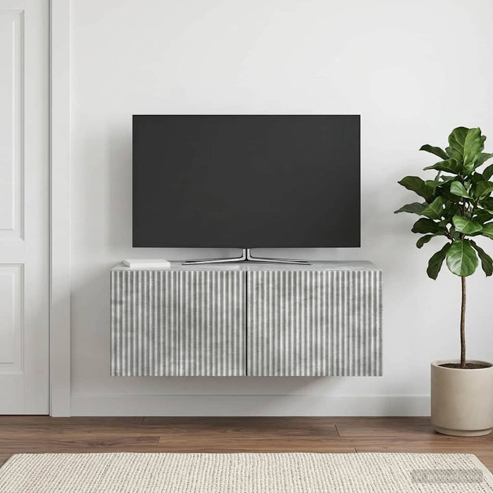 Væghængt TV-skab Betongrå 78,5 x 41 x 30 cm Konstrueret træ