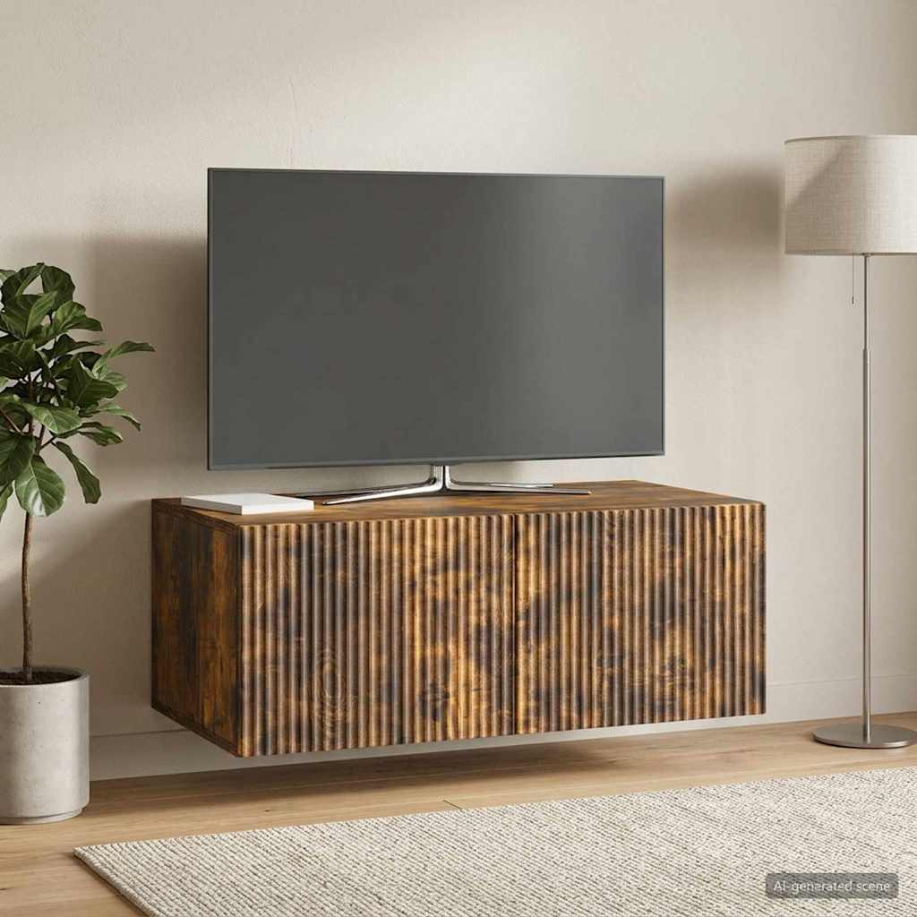 Væghængt TV-skab Røget eg 78,5 x 41 x 30 cm Konstrueret træ