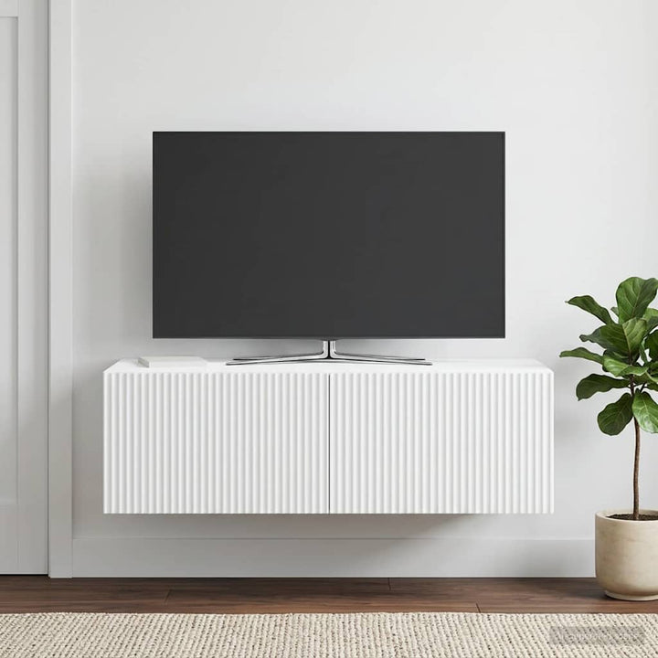 Væghængt TV-skab Hvid 98 x 41 x 30 cm Konstrueret træ