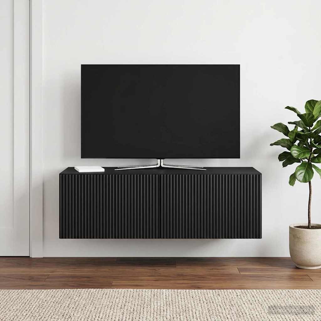Væghængt TV-skab Sort 98 x 41 x 30 cm Konstrueret træ