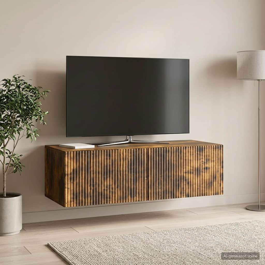Væghængt TV-skab Røget eg 98 x 41 x 30 cm Konstrueret træ