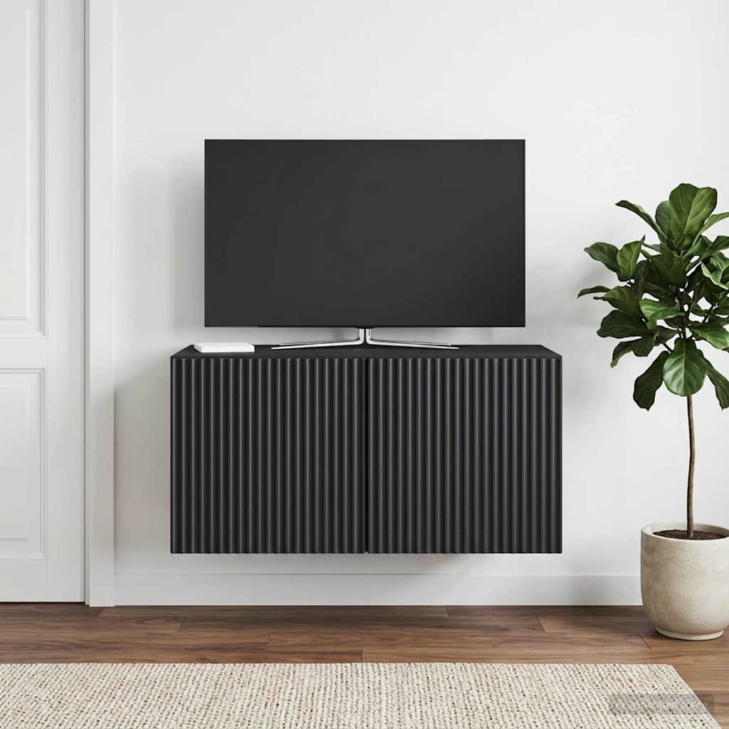 Væghængt TV-skab Sort 59,5 x 31 x 30 cm Konstrueret træ