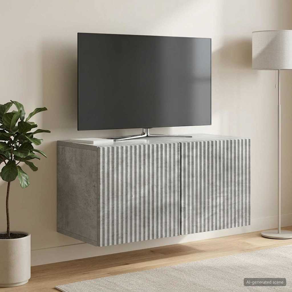 Væghængt TV-skab Betongrå 59,5 x 31 x 30 cm Konstrueret træ