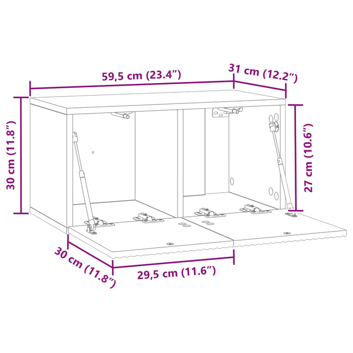Væghængt TV-skab Gammelt træ 59,5 x 31 x 30 cm Konstrueret træ