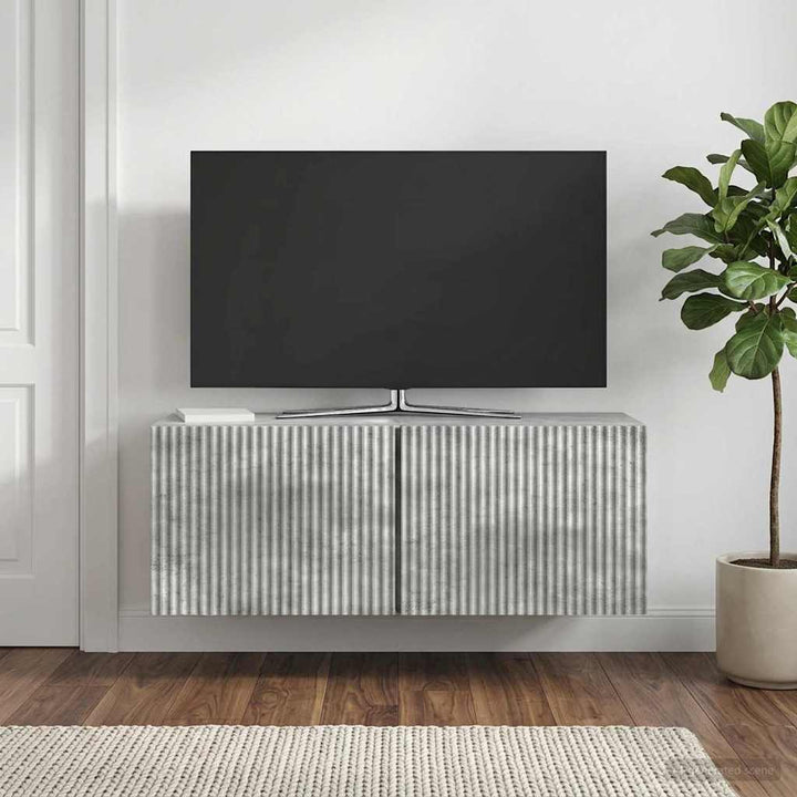 Væghængt TV-skab Betongrå 78,5 x 31 x 30 cm Konstrueret træ