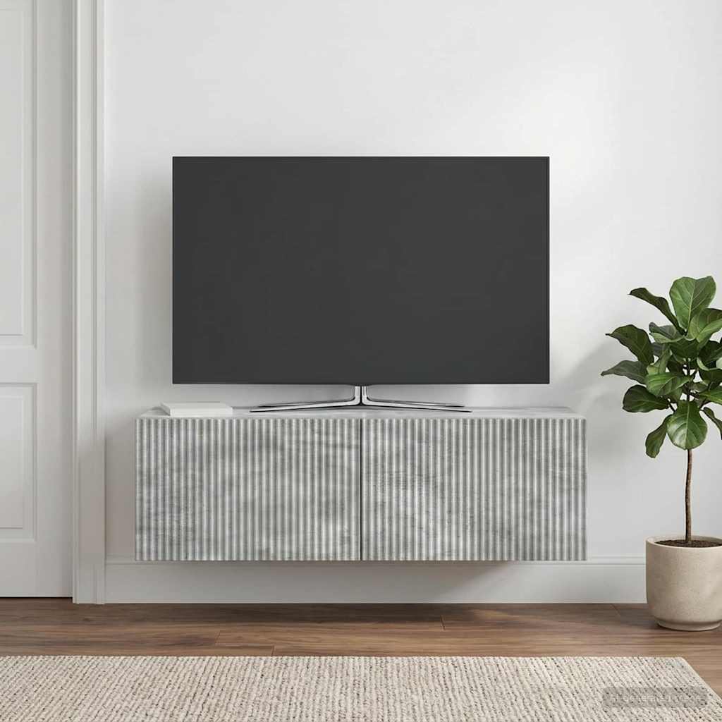 Væghængt TV-skab Betongrå 98 x 31 x 30 cm Konstrueret træ