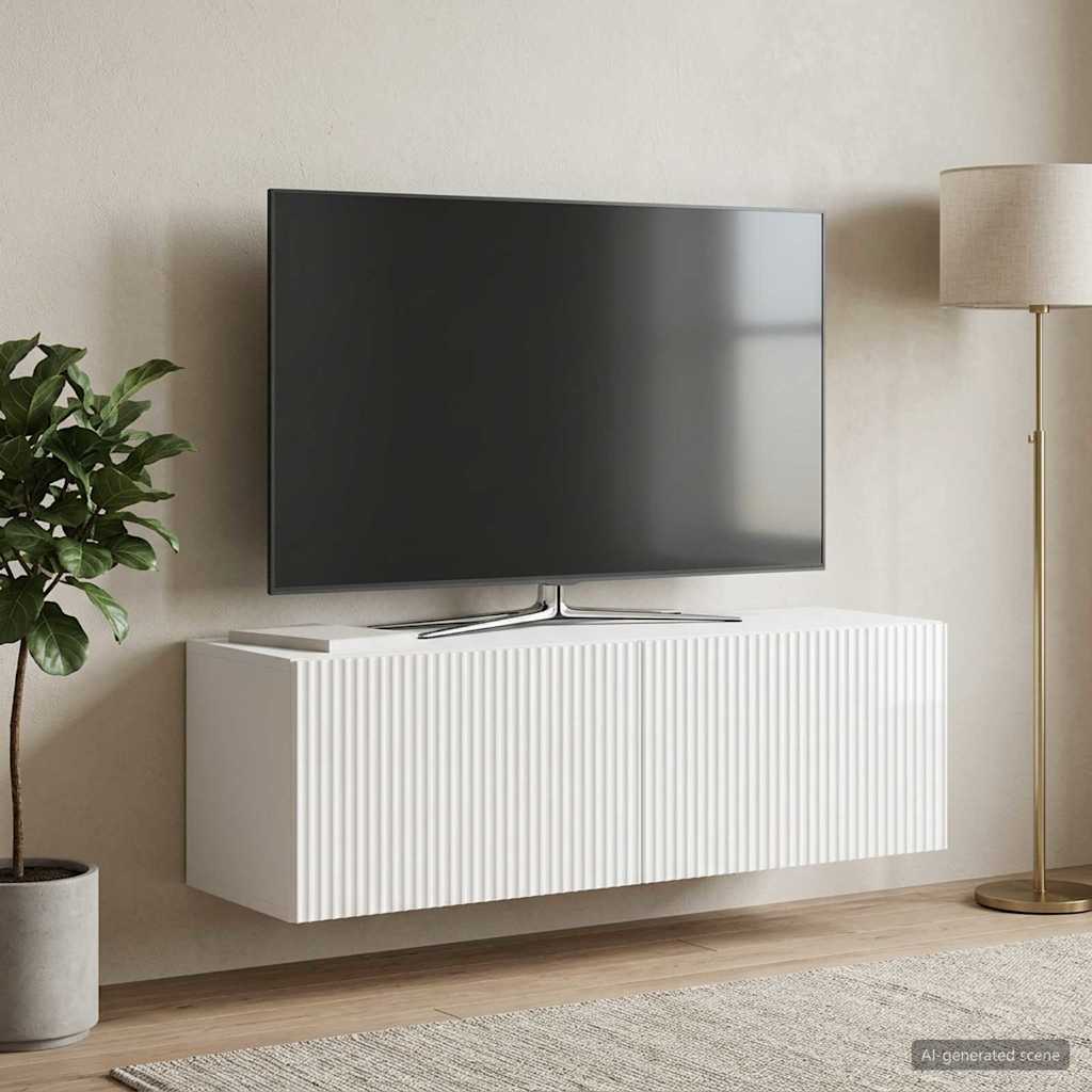 Væghængt TV-skab Hvid højglans 98 x 31 x 30 cm Konstrueret træ