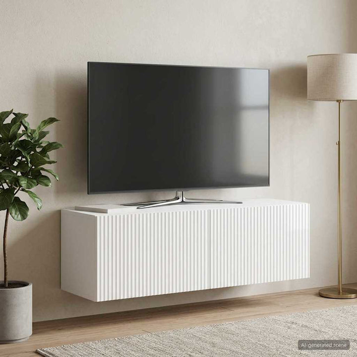 Væghængt TV-skab Hvid højglans 98 x 31 x 30 cm Konstrueret træ