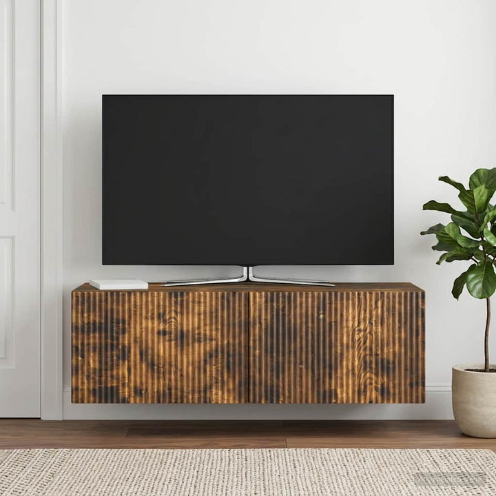 Væghængt TV-skab Røget eg 98 x 31 x 30 cm Konstrueret træ