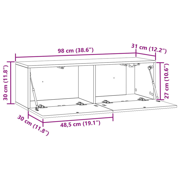 Væghængt TV-skab 98 x 31 x 30 cm Artisan-eg Konstrueret træ