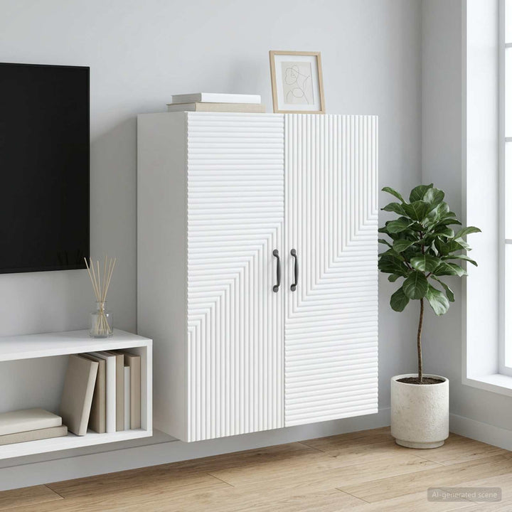 Vægmonteret skab Hvid 66 x 34,5 x 90 cm Konstrueret træ