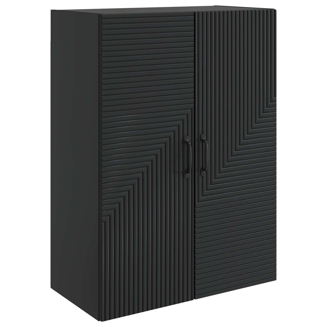 Vægmonteret skab Sort 66 x 34,5 x 90 cm Konstrueret træ