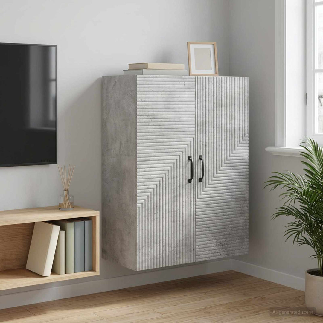 Vægmonteret skab Betongrå 66 x 34,5 x 90 cm Konstrueret træ