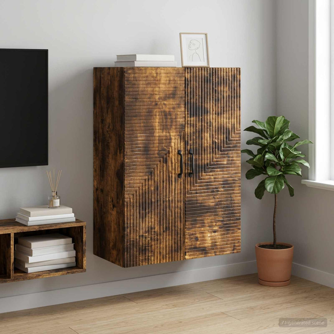 Vægmonteret skab Røget eg 66 x 34,5 x 90 cm Konstrueret træ
