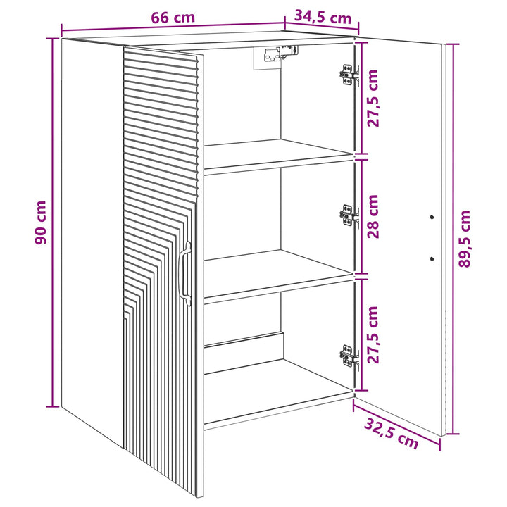 Vægmonteret skab Artisan-eg 66 x 34,5 x 90 cm Konstrueret træ