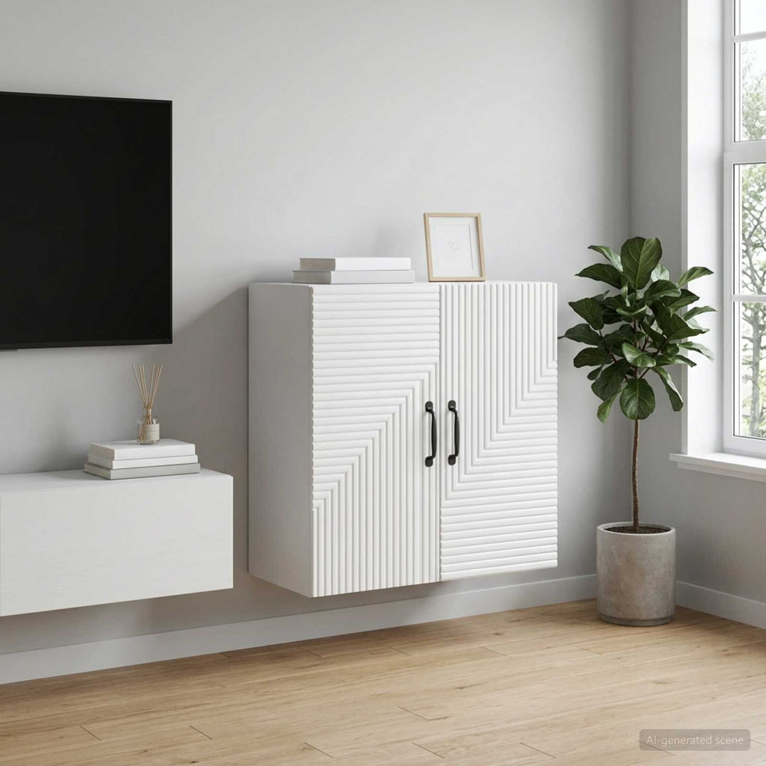 Vægmonteret skab Hvid højglans 59 x 31 x 60 cm Konstrueret træ