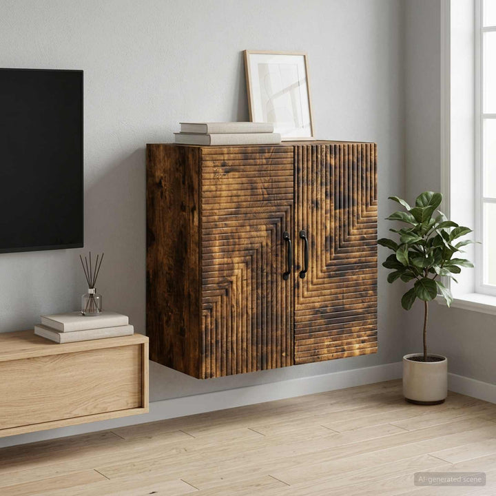 Vægmonteret skab Røget eg 59 x 31 x 60 cm Konstrueret træ
