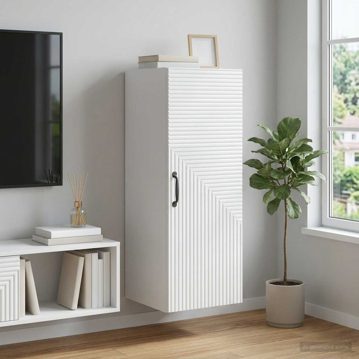 Vægmonteret skab Hvid 33 x 34,5 x 90 cm Konstrueret træ