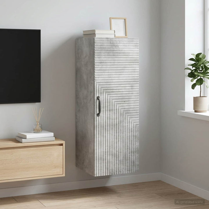 Vægmonteret skab Betongrå 33 x 34,5 x 90 cm Konstrueret træ
