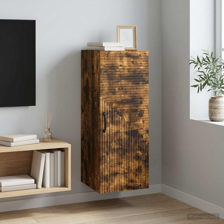 Vægmonteret skab Røget eg 33 x 34,5 x 90 cm Konstrueret træ