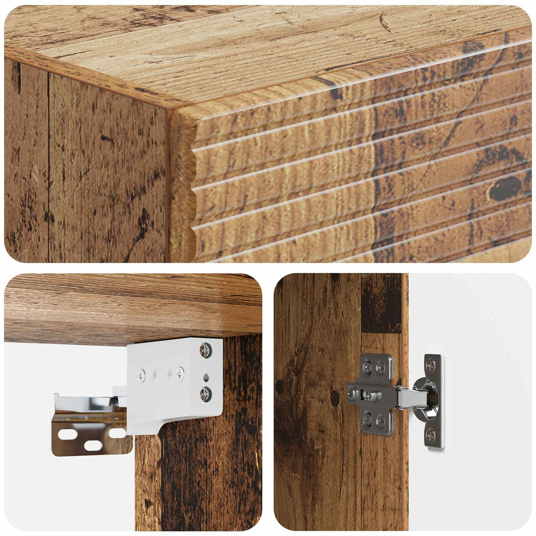 Vægmonteret skab Gammelt træ 33 x 34,5 x 90 cm Konstrueret træ