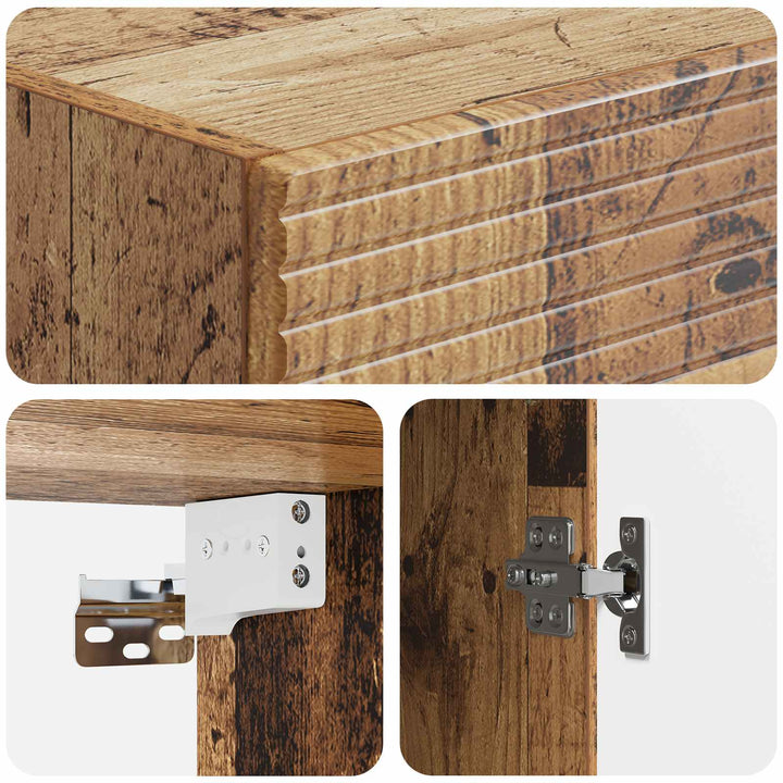 Vægmonteret skab Gammelt træ 33 x 34,5 x 90 cm Konstrueret træ