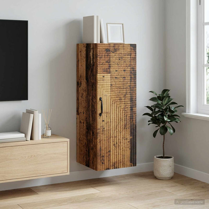 Vægmonteret skab Gammelt træ 33 x 34,5 x 90 cm Konstrueret træ