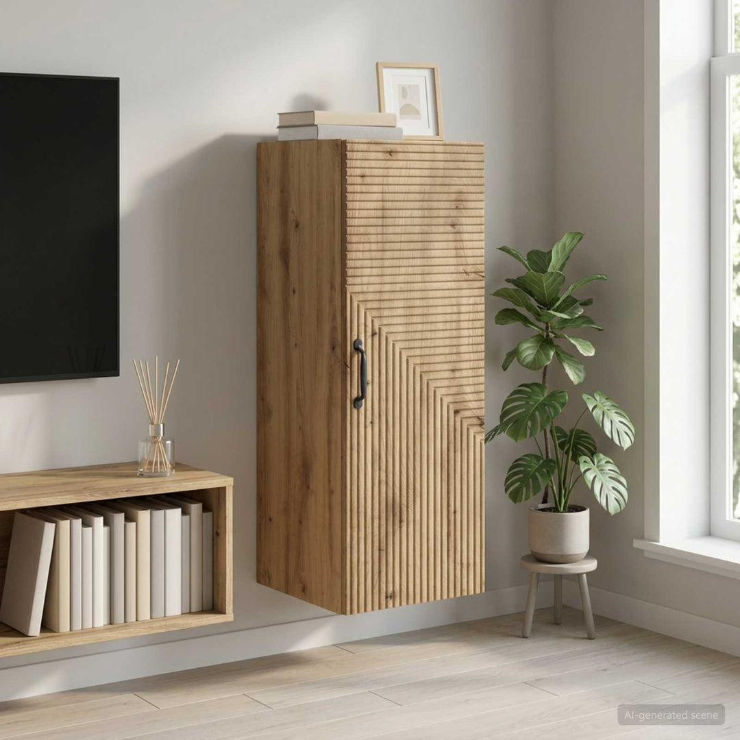 Vægmonteret skab 33 x 34,5 x 90 cm Konstrueret træ Artisan-eg