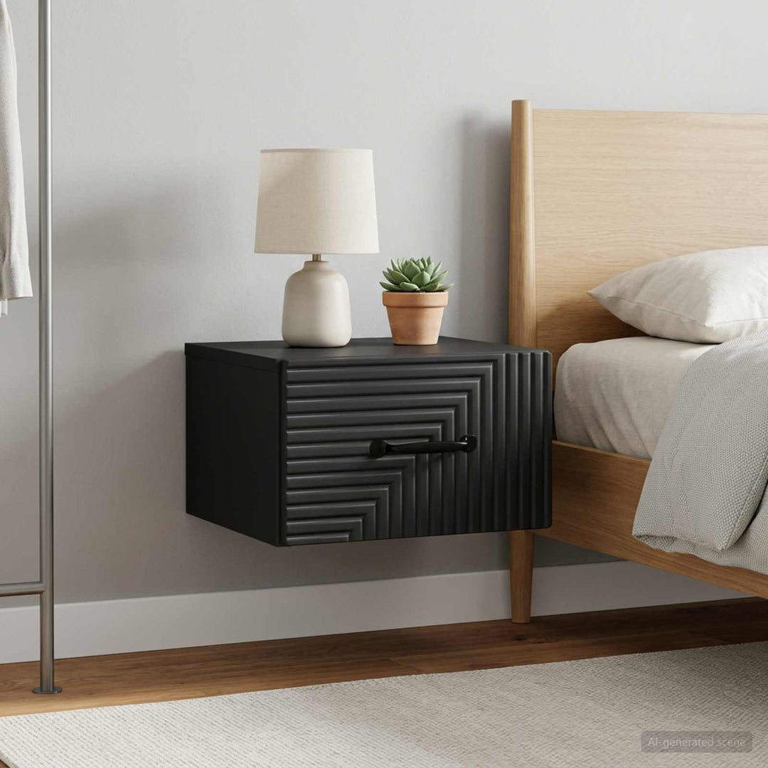 Væghængt Natbord 2 pcs Sort 34,5 x 33 x 20 cm Konstrueret træ