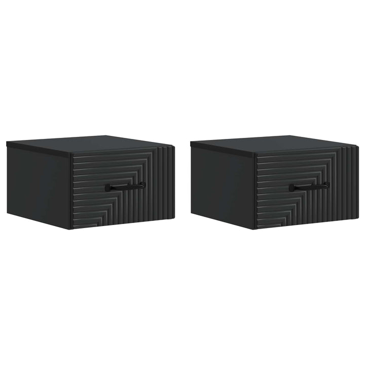 Væghængt Natbord 2 pcs Sort 34,5 x 33 x 20 cm Konstrueret træ