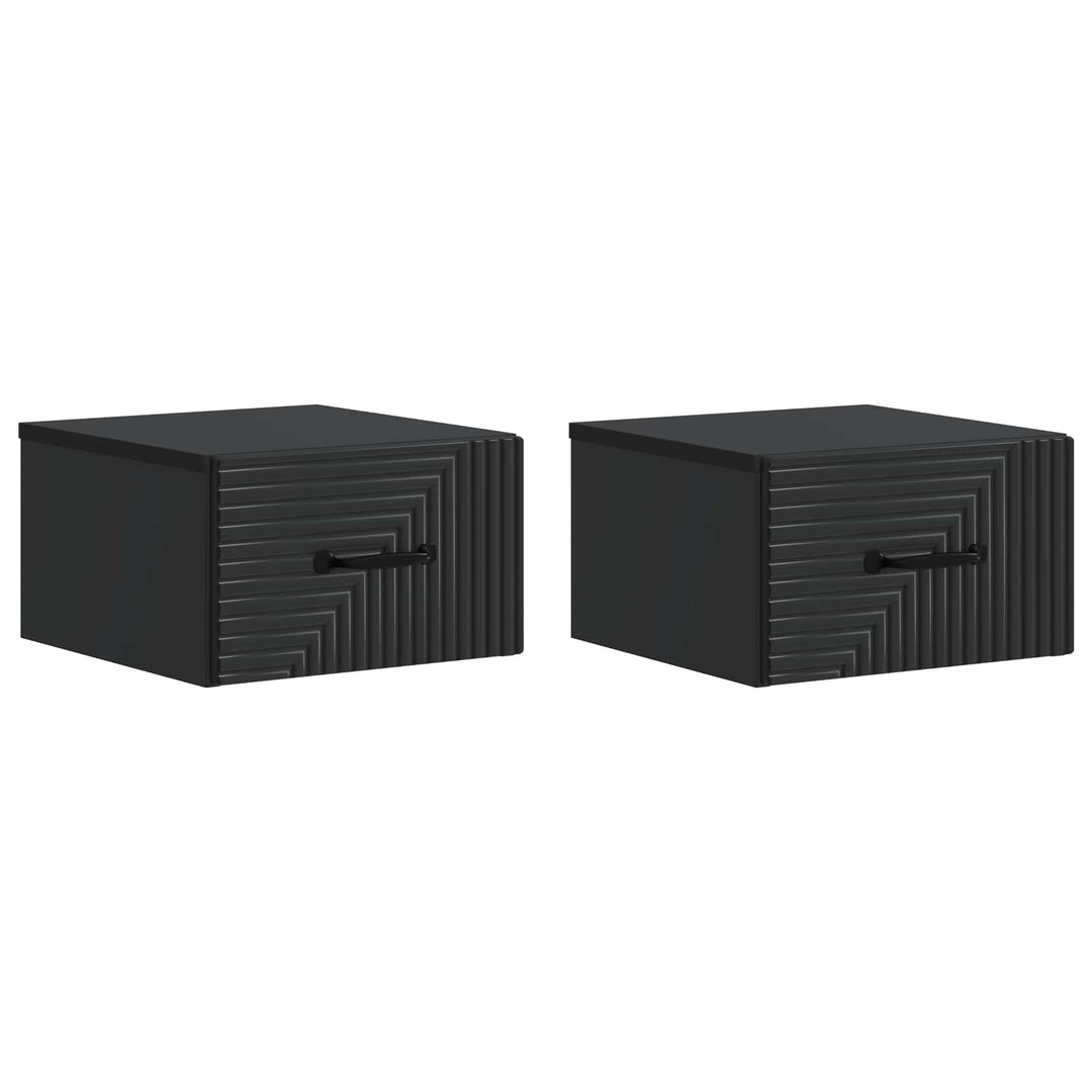 Væghængt Natbord 2 pcs Sort 34,5 x 33 x 20 cm Konstrueret træ