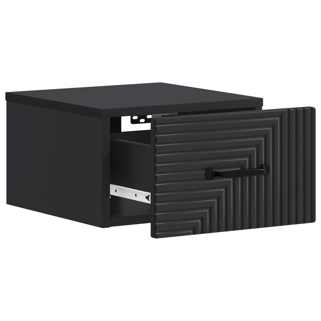 Væghængt Natbord 2 pcs Sort 34,5 x 33 x 20 cm Konstrueret træ
