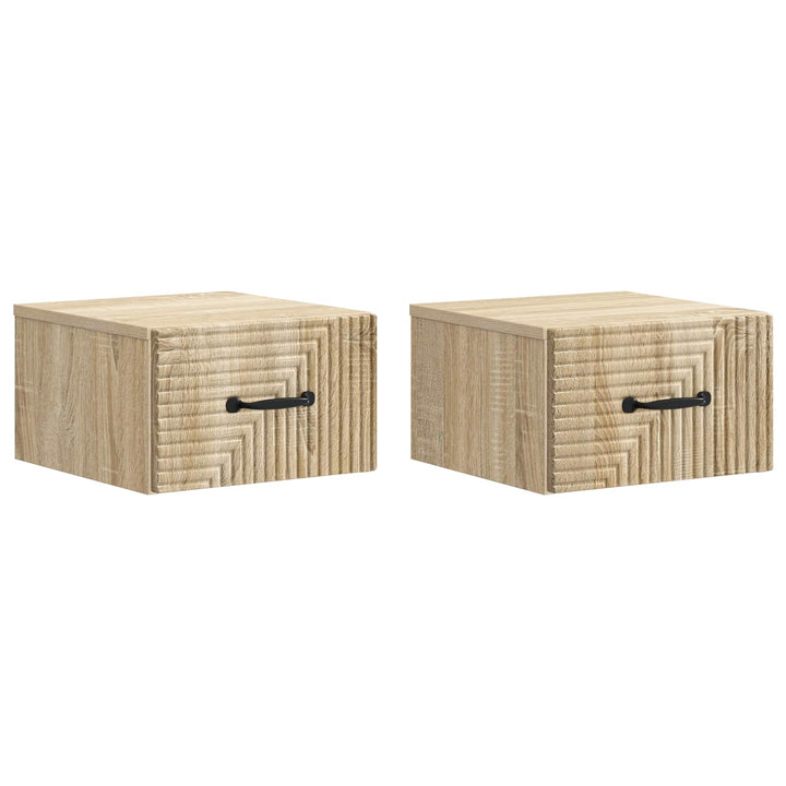 Væghængt Natbord med skuffe 2 pcs Sonoma-eg 34,5 x 33 x 20 cm