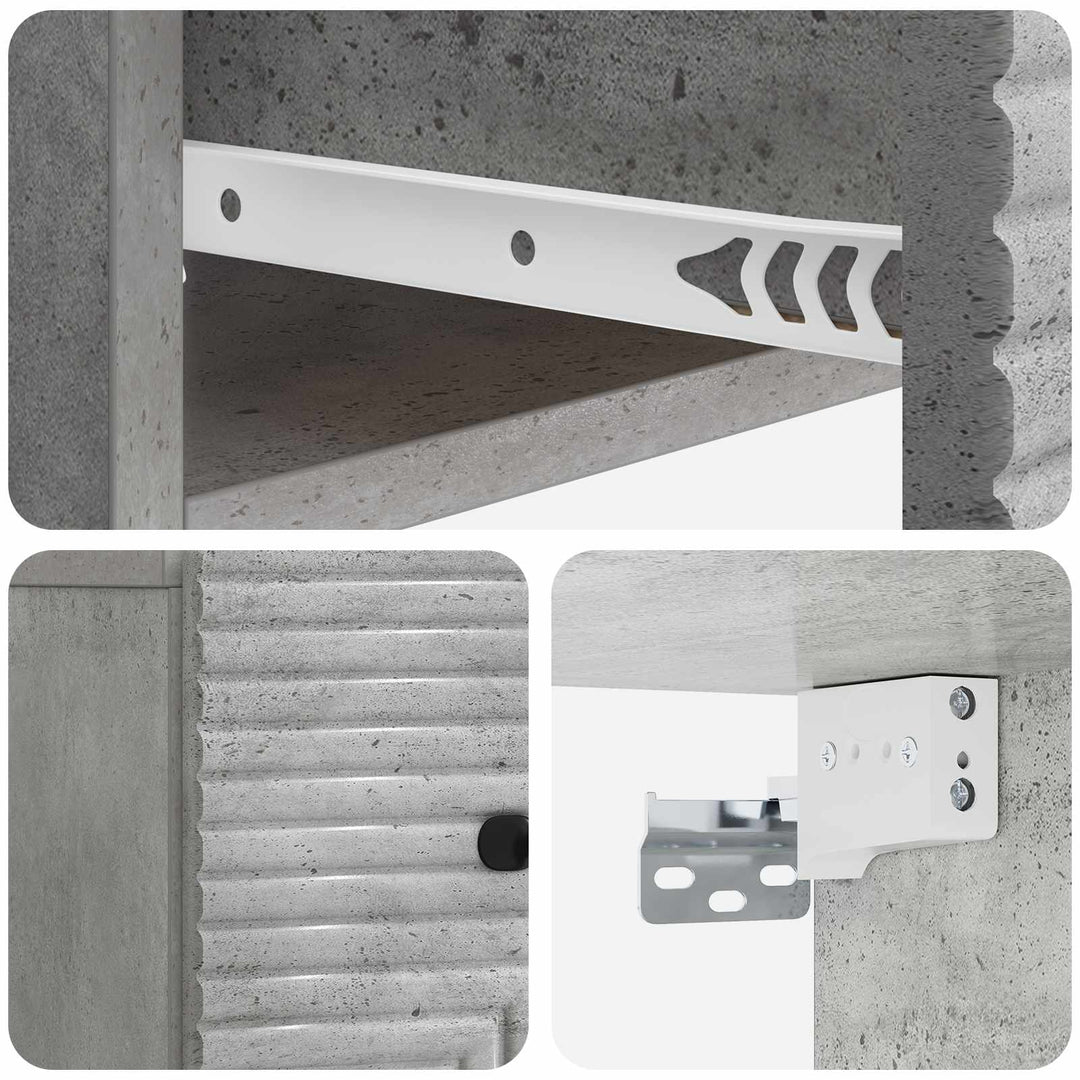Væghængt Natbord med skuffe 2 pcs Betongrå 34,5 x 33 x 20 cm