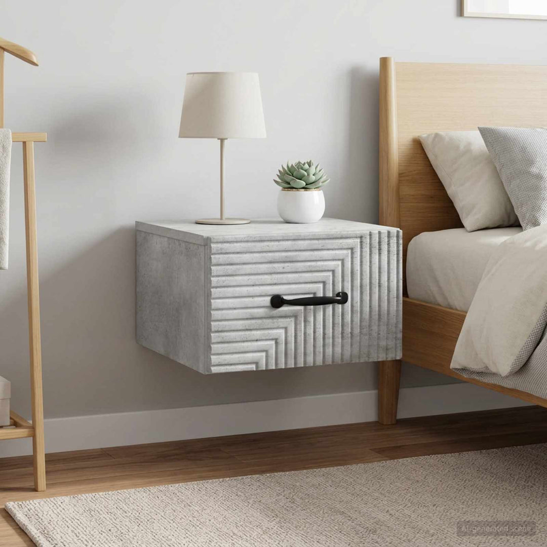 Væghængt Natbord med skuffe 2 pcs Betongrå 34,5 x 33 x 20 cm