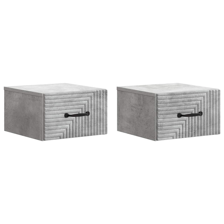 Væghængt Natbord med skuffe 2 pcs Betongrå 34,5 x 33 x 20 cm
