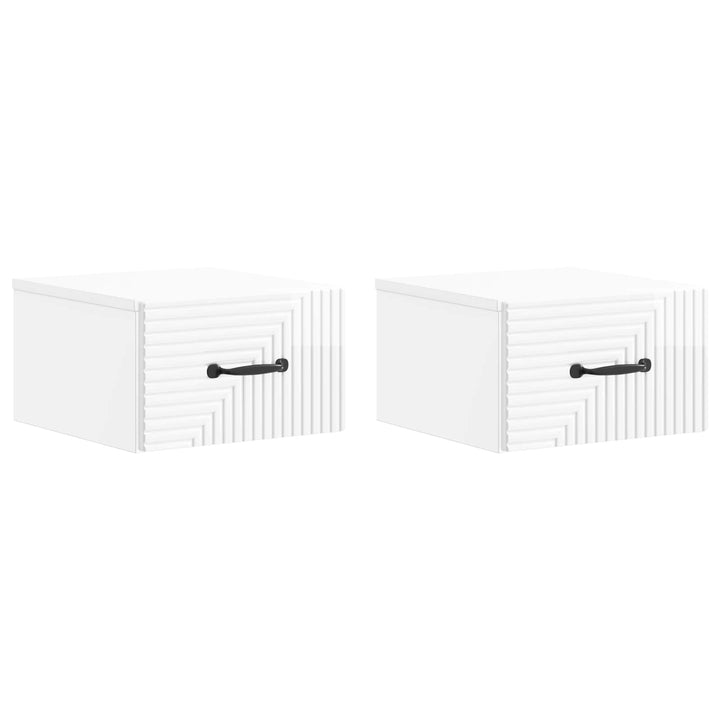 Væghængt Natbord 2 pcs Hvid højglans 34,5 x 33 x 20 cm